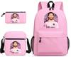 Football Star Print Youth Primary And Secondary School Students Schoolbag Three-Piece Set Men'S And Women'S Backpack