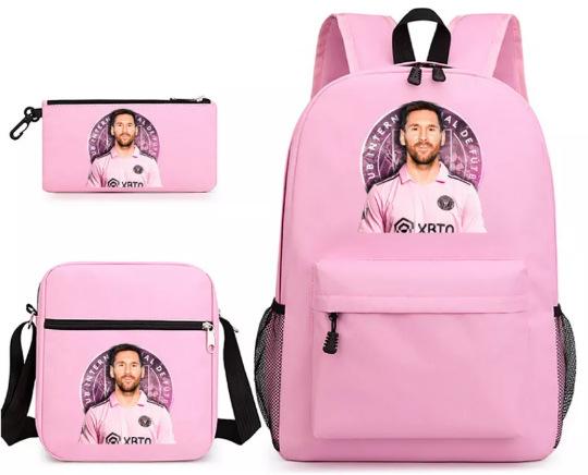 Football Star Print Youth Primary And Secondary School Students Schoolbag Three-Piece Set Men'S And Women'S Backpack