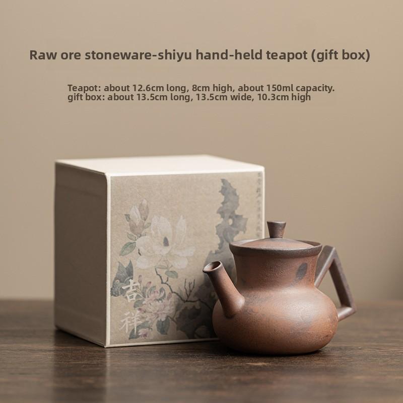 Original Mineral Rough Ceramic Teapot Handmade Wabi Sabi Style Old Rock Mud Chinese Retro Unglazed Single Pot Kung Fu Tea Set