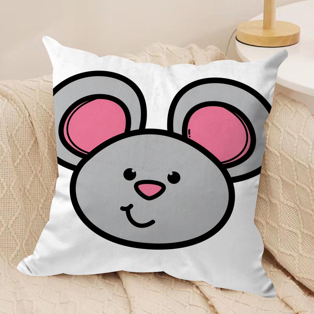 Cartoon Animal Child Kids Cushion Cover Silky Short Plush Invisible Zipper Dustproof Sofa Pillow Case for Home Decor