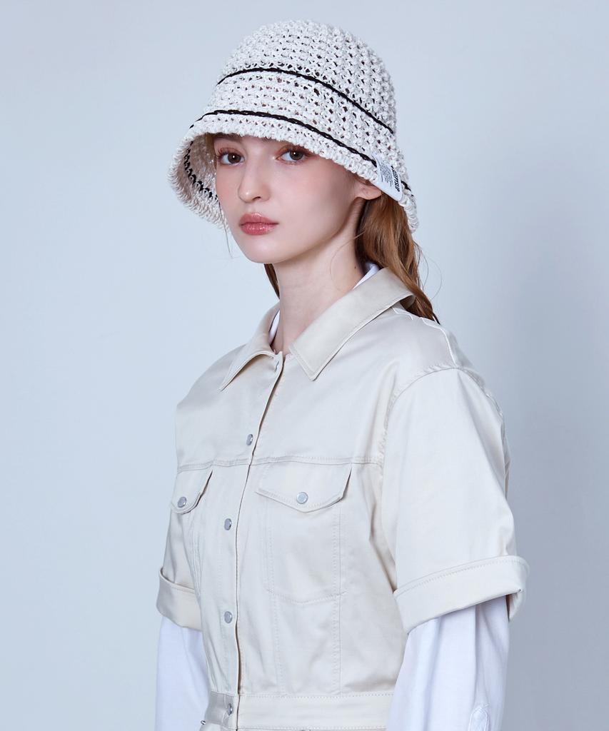 Seullipiseullib Line Minimal Ivory Bucket Hat