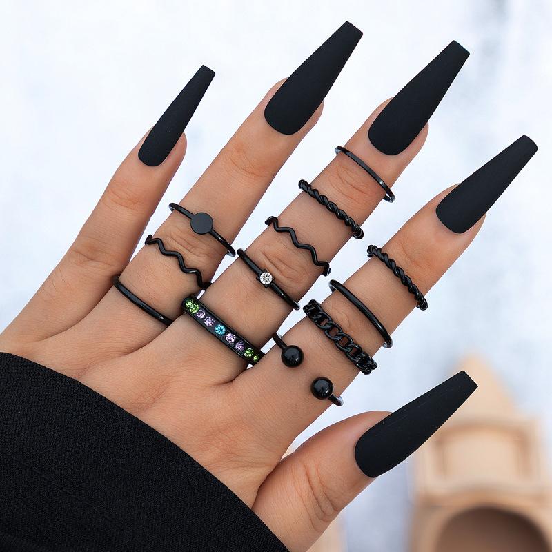 Accessories Butterfly Dark Love Open Multi-joint Stacked Ring Set