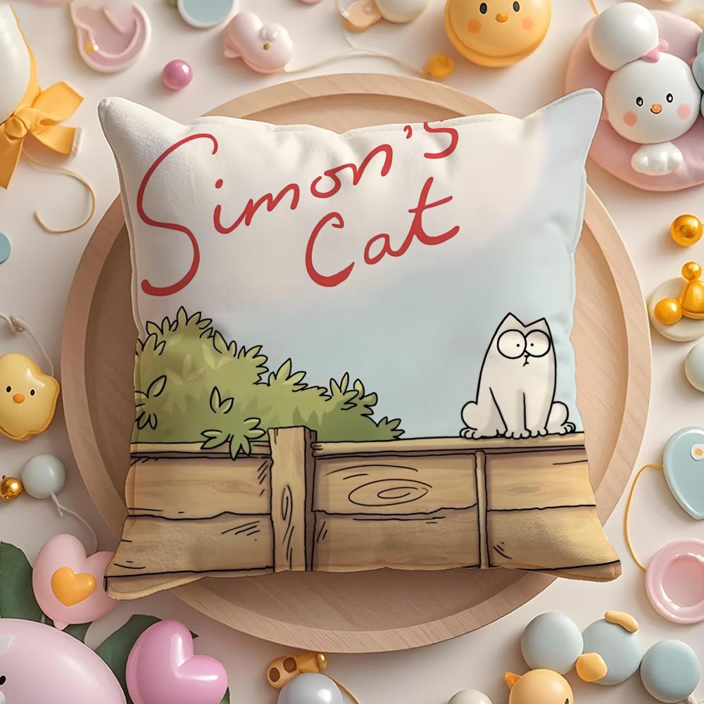 HOT-Cartoon S-Simons-Cat Pillow Case Soft Plush Fabric Double-Sided Printed Cushion Cover Warm Winter Sofa Pillow Case