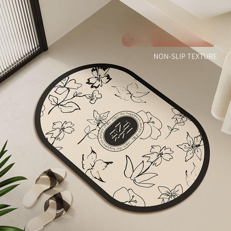 Europäischer und Amerikanischer Stil Tulpe Badezimmer Badezimmertür Bodenmatte Weicher Kieselgur Wasseraufnahme Schnelltrocknende Fußmatte Rutschfest für Haushaltsgebrauch