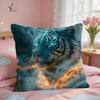 Tiger Animal Print Pattern Cushion Cover Square Short Plush Pillow Case Living Room Sofa Home Decor Funda X