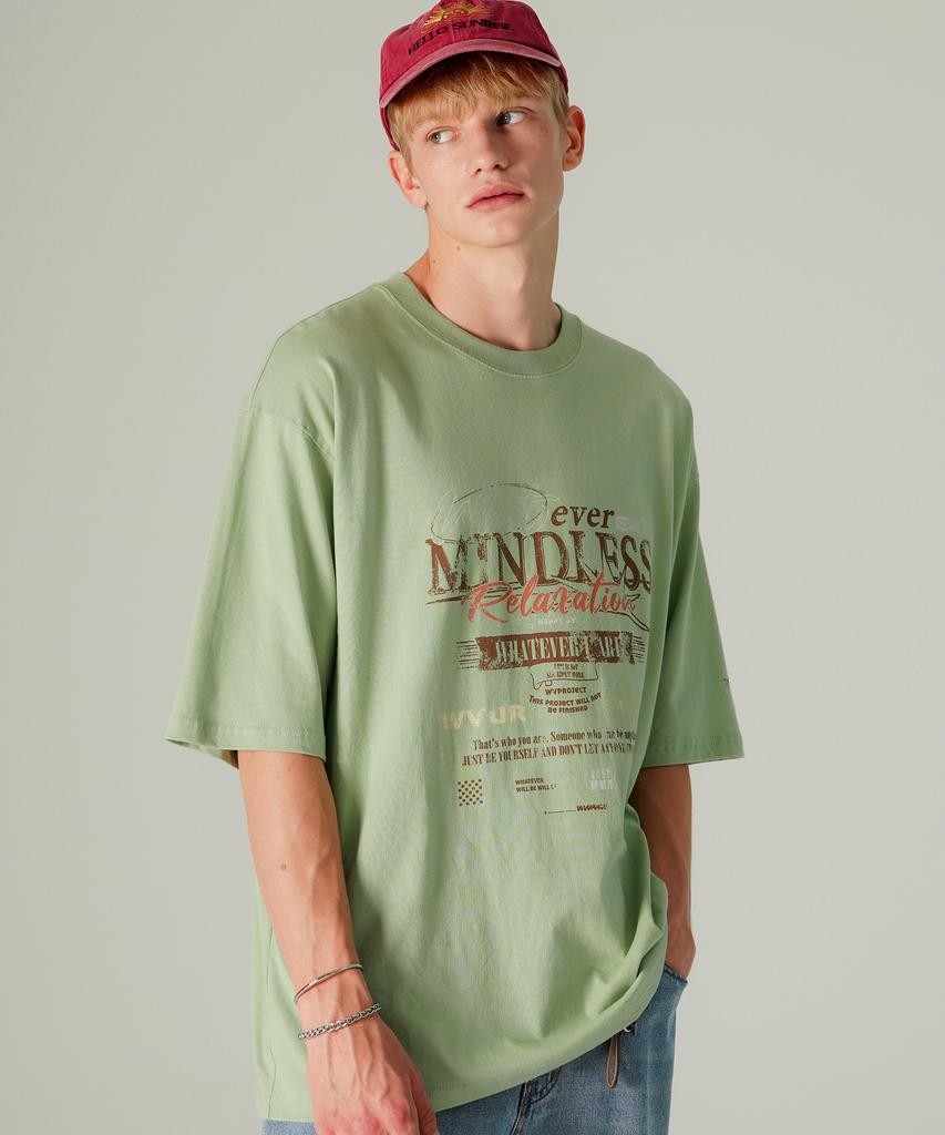 WV PROJECT Relaxation Short Sleeve T-Shirt Light Green Mjst7798