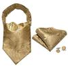 Barry.Wang Ascot Stropdas Cravat Nekdas Heren Paisley Geruit Sjaal Zelfstrik Zakdoekje Manchetknopen Set Bruiloft Feest, B Gouden Paisley, Eén Maat
