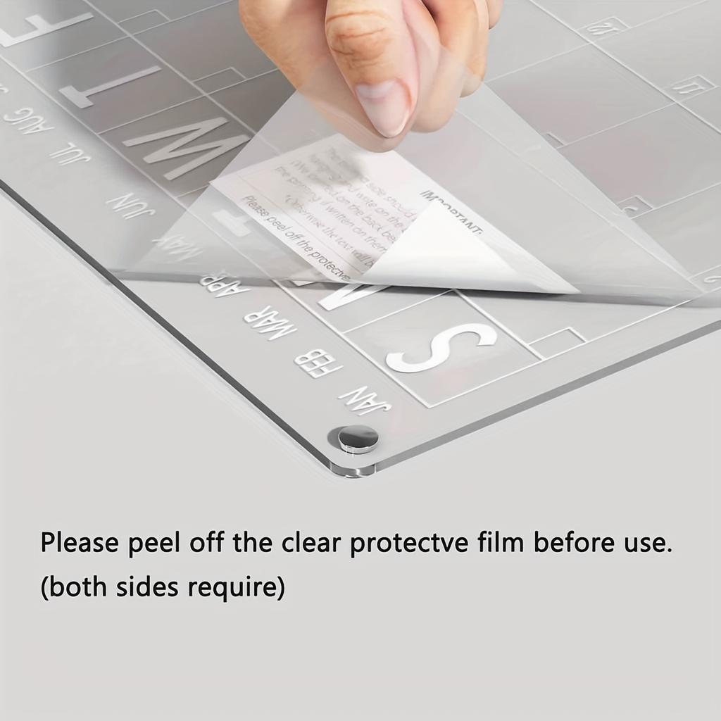 1pc Clear Magnetic Wipe Board Refrigerator Calendar, Reusable Acrylic Whiteboard with 6 Colorful Markers and Magnetic Eraser