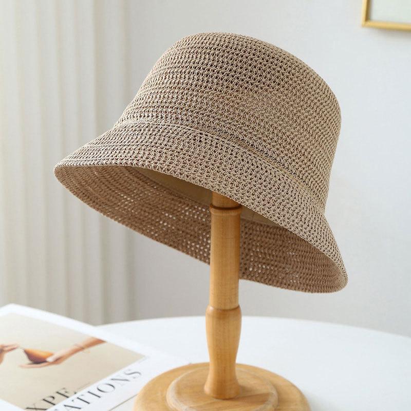 Women's Summer Sunshade Bucket Hat Travel, Round Top Breathable Cool Hat, Korean Style Short Brim Elegant Fashion Fisherman