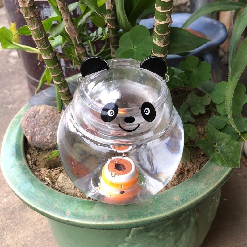 Ceramic And Plastic Automatic Flower Pot Watering Planter Device In Cute Panda Styles For Home Office Busy Plant Lovers