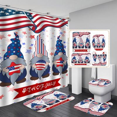 Waterproof and Mildew-proof Shower Curtain for Bathroom, Dry and Wet Separation, Shading and Warm Shower Curtain Four-piece Set