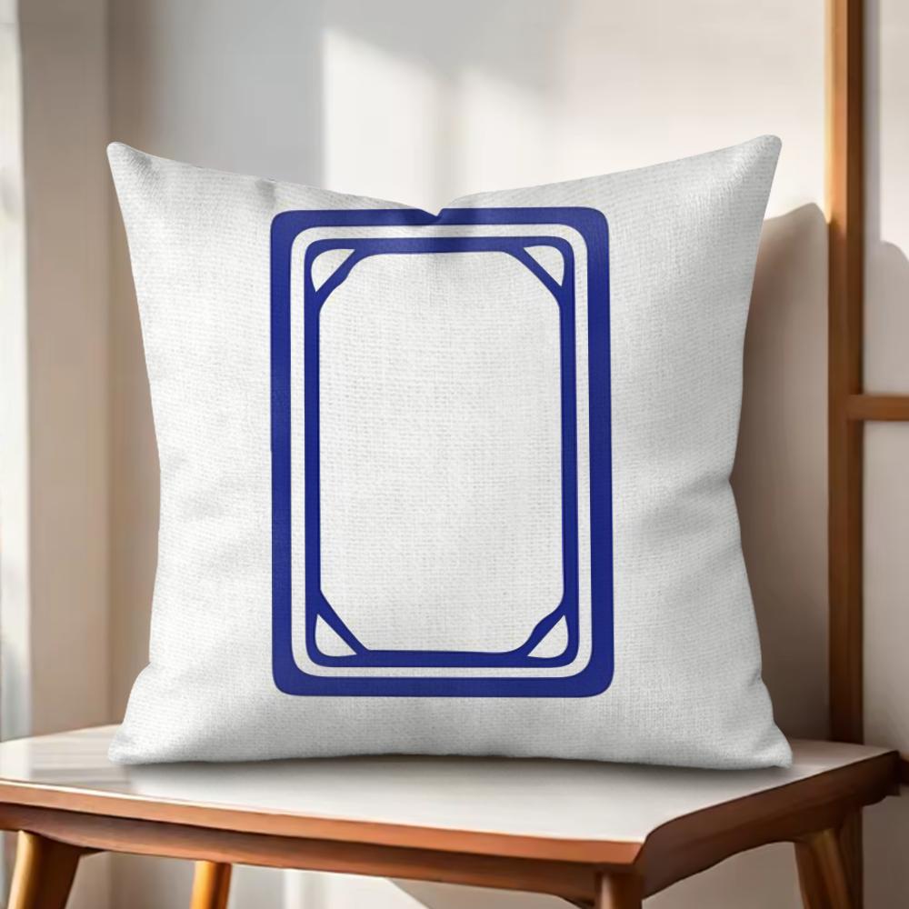 Fun Mahjong Cushion Cover Natural Linen Organic Fabric DoubleSided Printing Couch Pillow Covers Home Decor