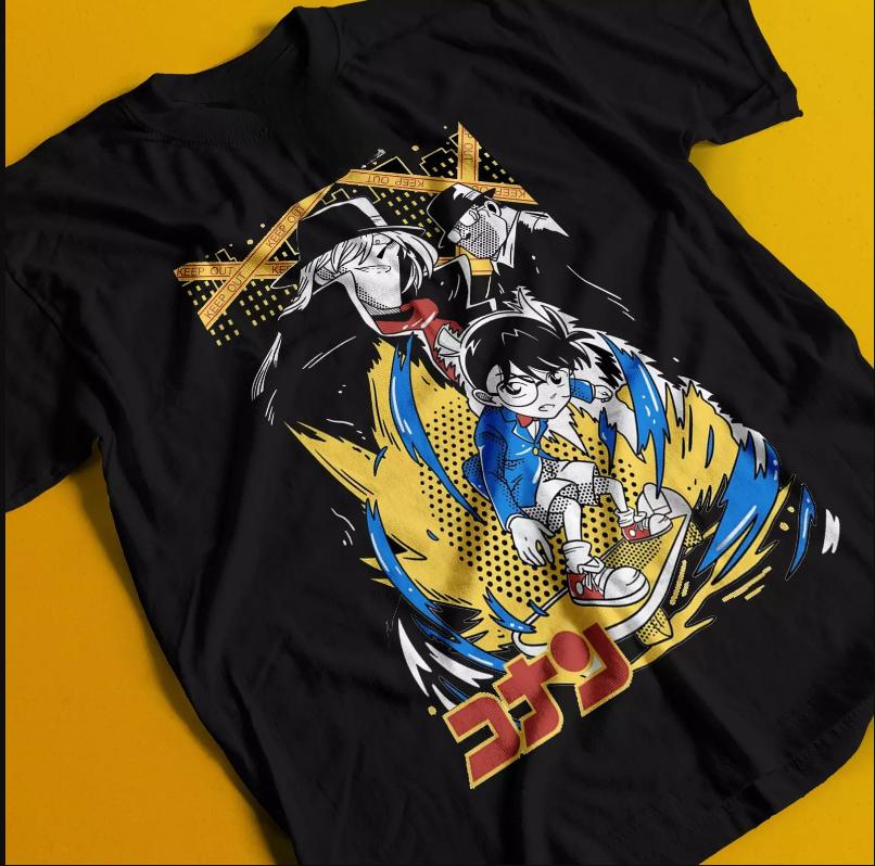 Detective Conan T-Shirt Detective Conan Shirt Heiji Tee Absinthe Gin Ran Kids Cat Anime Summer New Men's Women's Streetwear