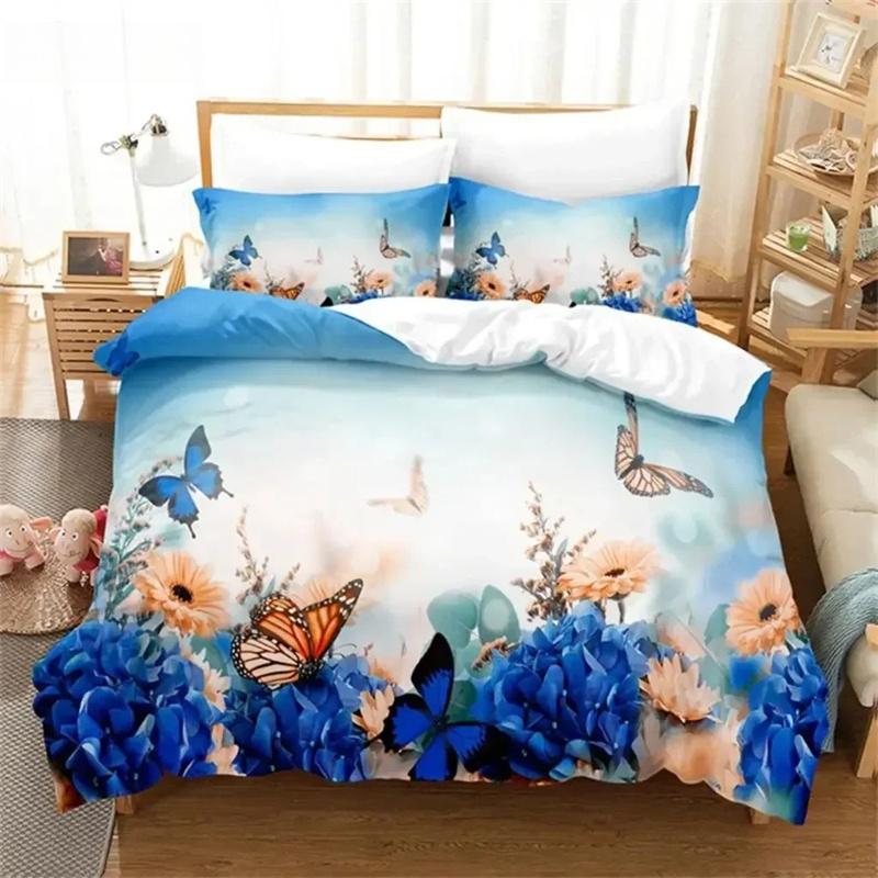 Flower Butterfly Bedding Set Duvet Cover Set 3d Bedding Digital Printing Bed Linen Queen Size Bedding Set Fashion Design