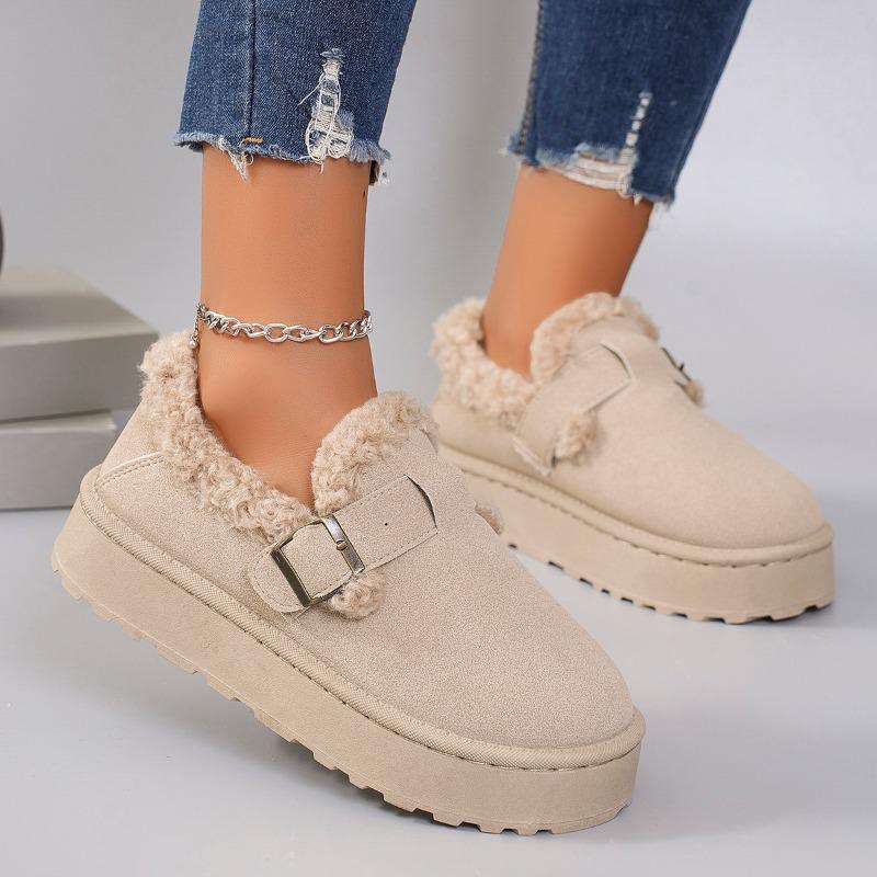 New Winter Retro Women Snow Warm Suede Leather Lazy Loafers Boots Shoes Woman Lady Female Flat Bottine Boots Zapatos Mujer