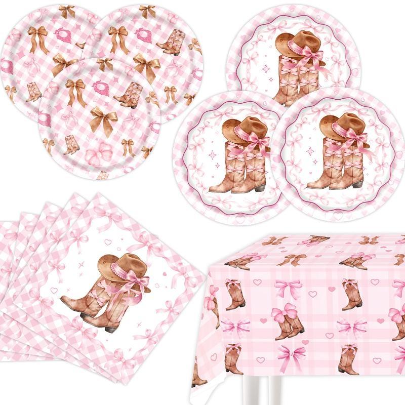 Pink Denim Birthday Party Decoration Tableware Plate Cup Napkin Tablecloth Laqi For Baby Shower