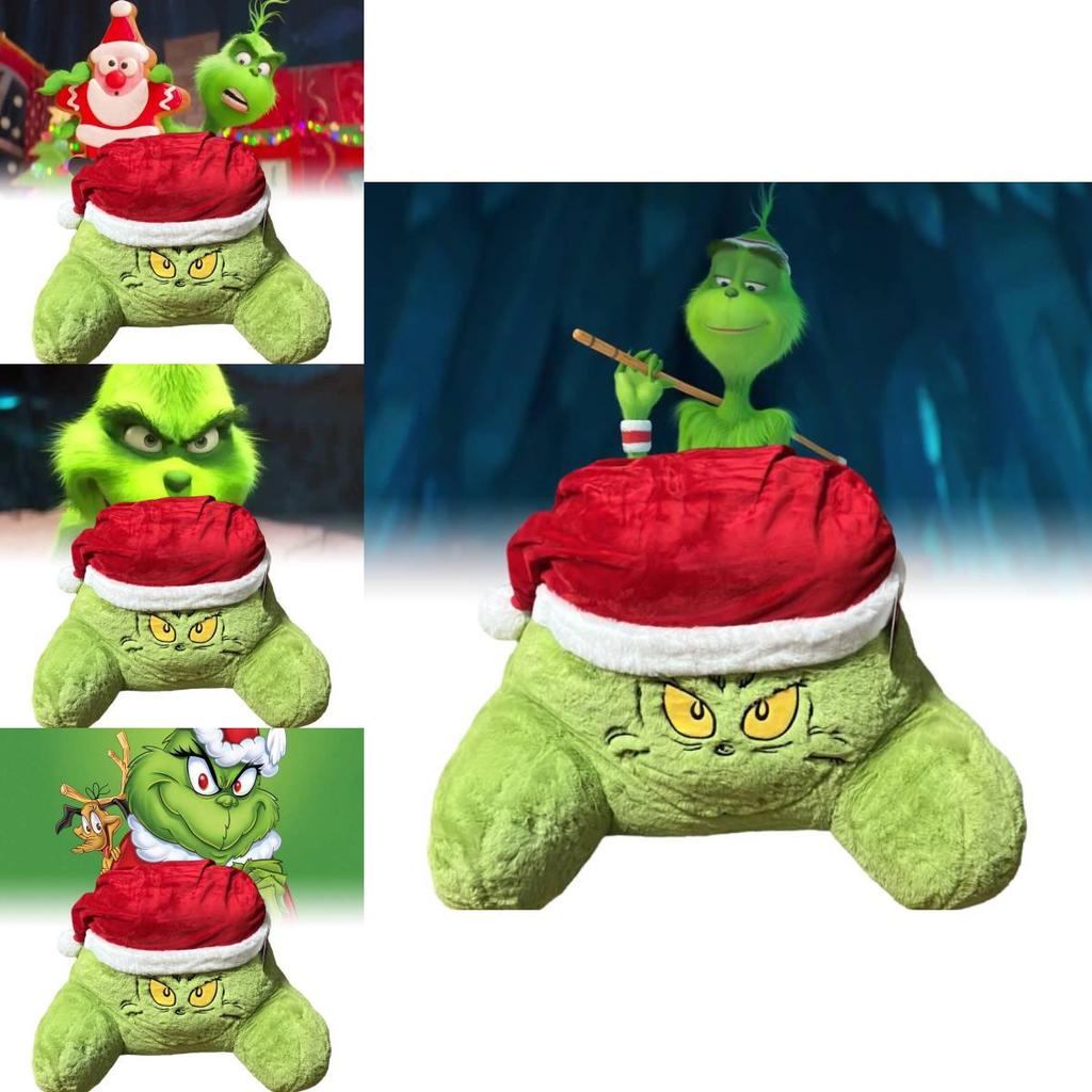Cozy Plush Green Monster Grinch Pillow Christmas Holiday Decorative Cushion For Home Use