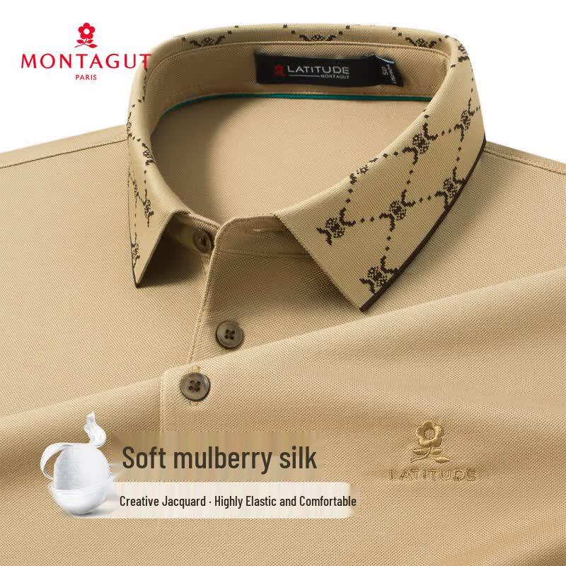 MONTAGUT Men s Silk Blend Jacquard Polo Shirt 48