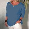 Fashion Women's Casual Solid Color Round Neck Long Sleeve Loose T Shirt Tops
