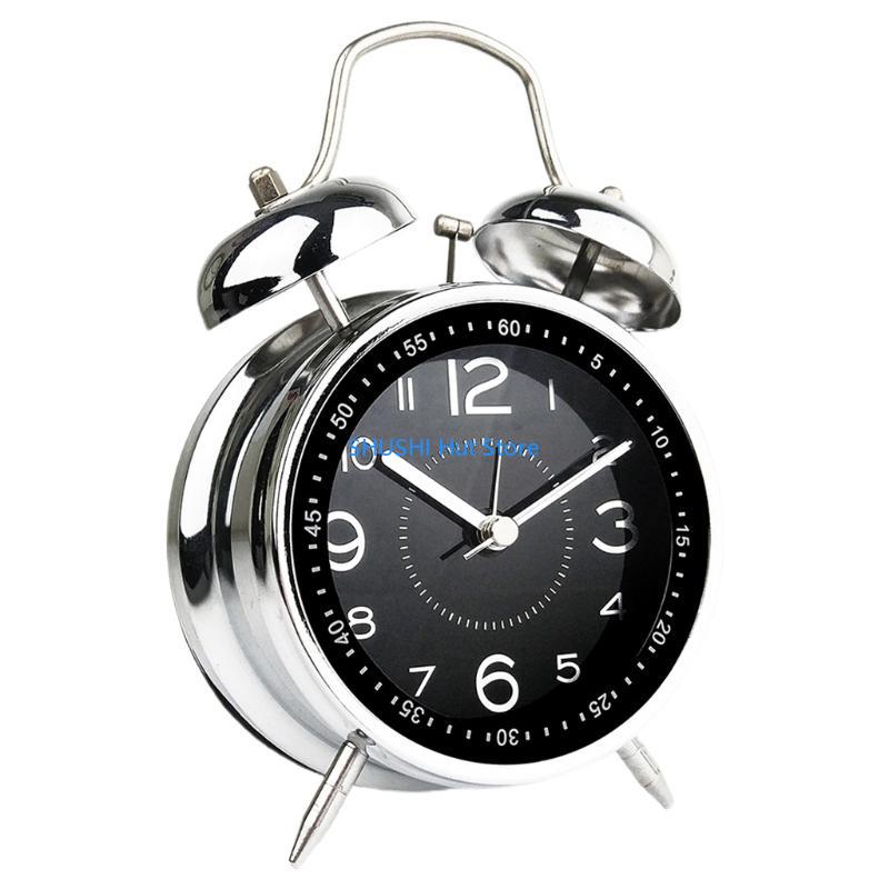 

Round 4 Alarm Clock Retro Double Mechanical Timer Desktop Alarm Clock for Creative Simple Design Table Timing Digital D57B чёрный