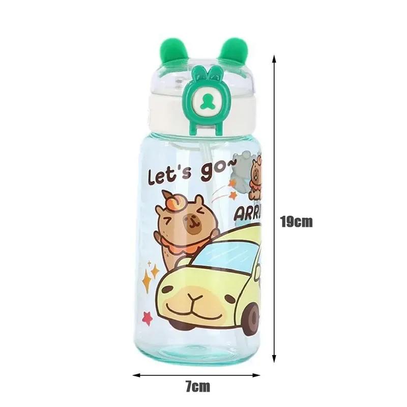 1-10PCS Capybara Cartoon 550ml Portable Large-capacity Water Bottle Sports Straw Cups Student Plastic Water Cups Water Bottle