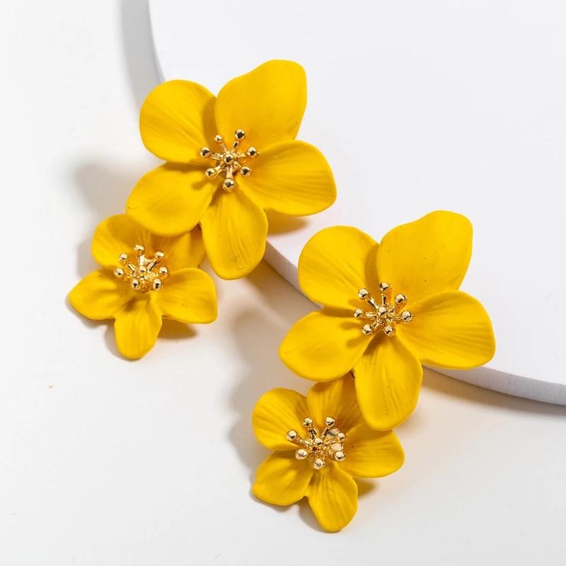 Trendy Flower Earrings Flowers Sstuds Earrings For Women Wedding Party Jewelry Boho Metal Earrings Female