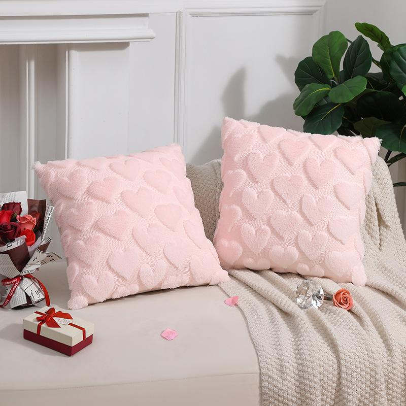 Valentinstag Große Liebe Kissenbezug, Dreidimensionaler Plüsch, Solides Gefühl, Bequem und Hautfreundlich, Kissenbezug für Heimatmosphäre
