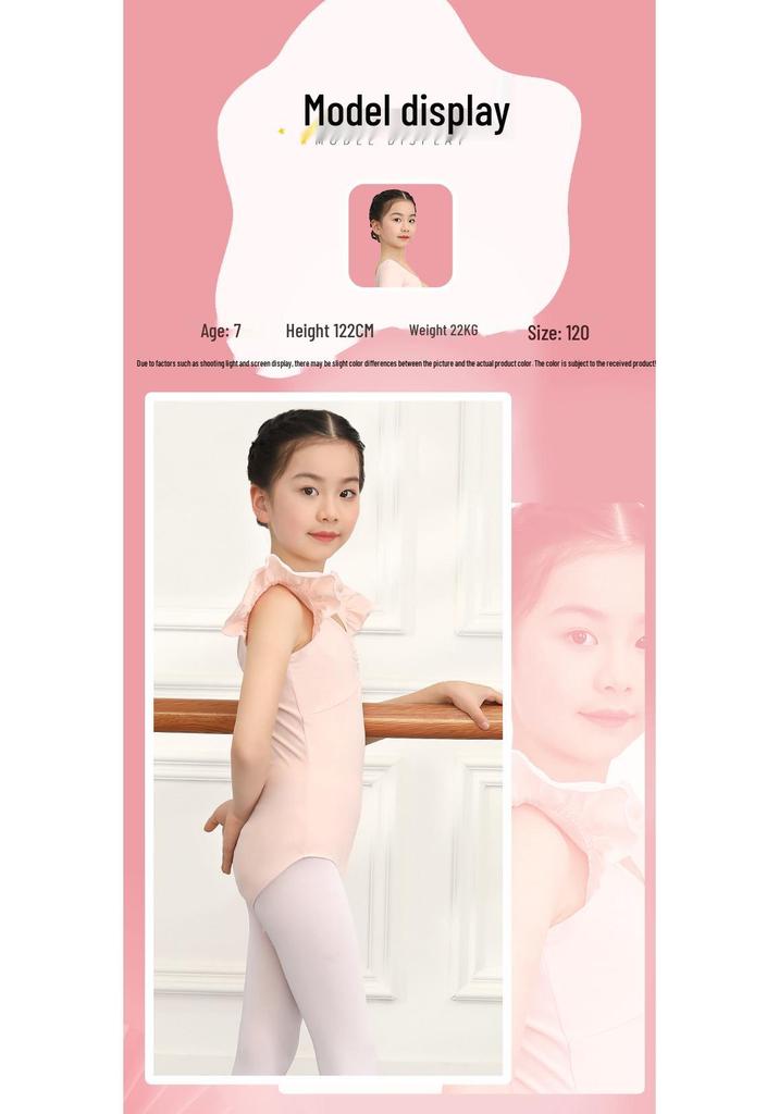 Girl's Short Sleeve Ballet Dance Skirt - Summer One-Piece Training Outfit