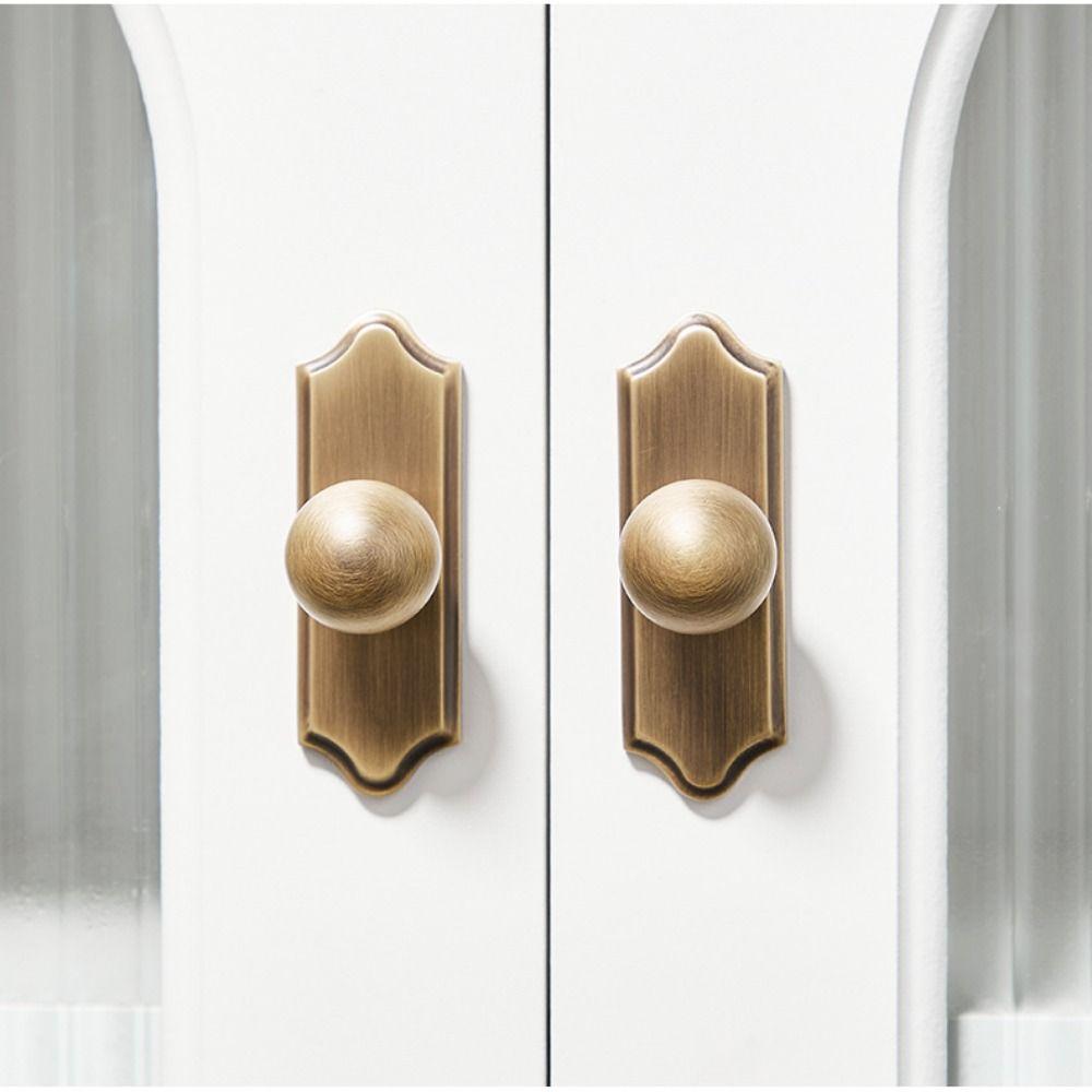 Vintage Style Nordic Brass Cabinet Pull Gold Round Solid Brass Drawer Knob Durable Single Hole Cabinet Door Handle Wardrobe Door