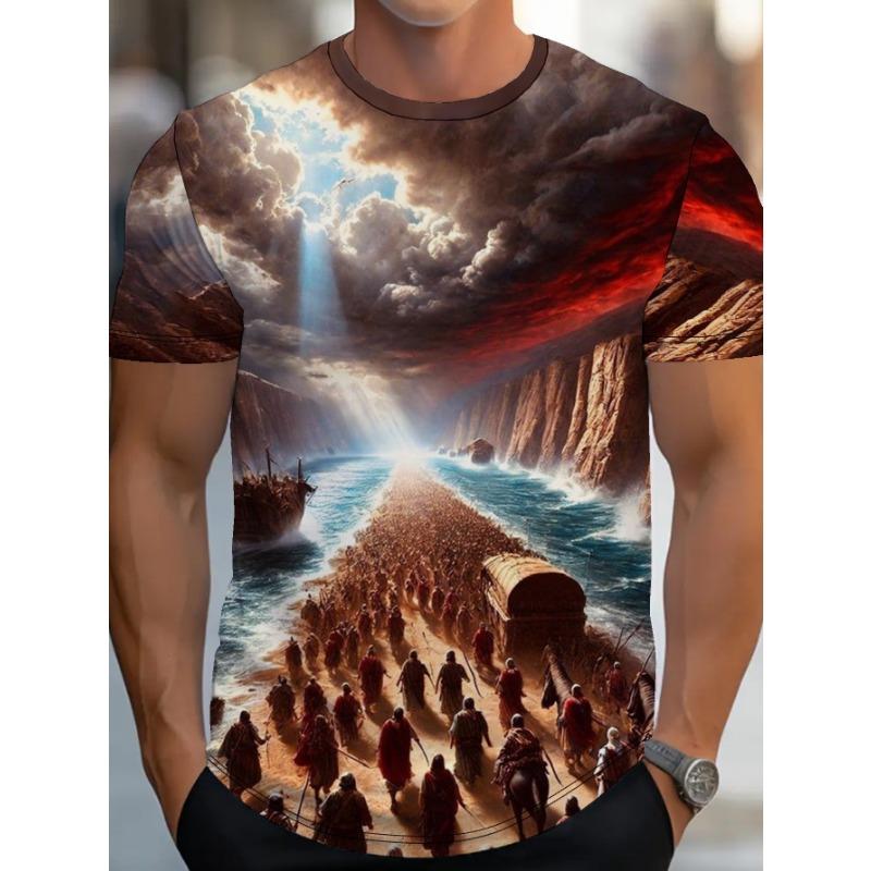 Men's 3D All-Over Print T-Shirt - Meditating Elephant Deity on for Lotus with Radiant Aura,