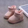 Autumn and Winter New Korean Version of Children's Snow Boots Leather Waterproof Thickened Warm Girls Boots Boys Non-slip Cotton Classmates