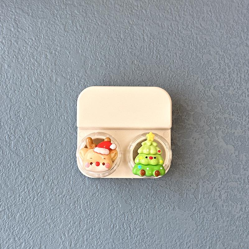 Women's Contact Lens Case with Tweezer Suction Stick Set for Travel Kit Holder Candy Color Contact Lenses Box Cute Cartoon