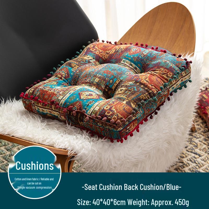 

Bohemian Thick Round Cushion: Durable, Long-Lasting, Non-Collapsible Seat and Back Support, Coarse Cloth Futon Tatami Design As shown