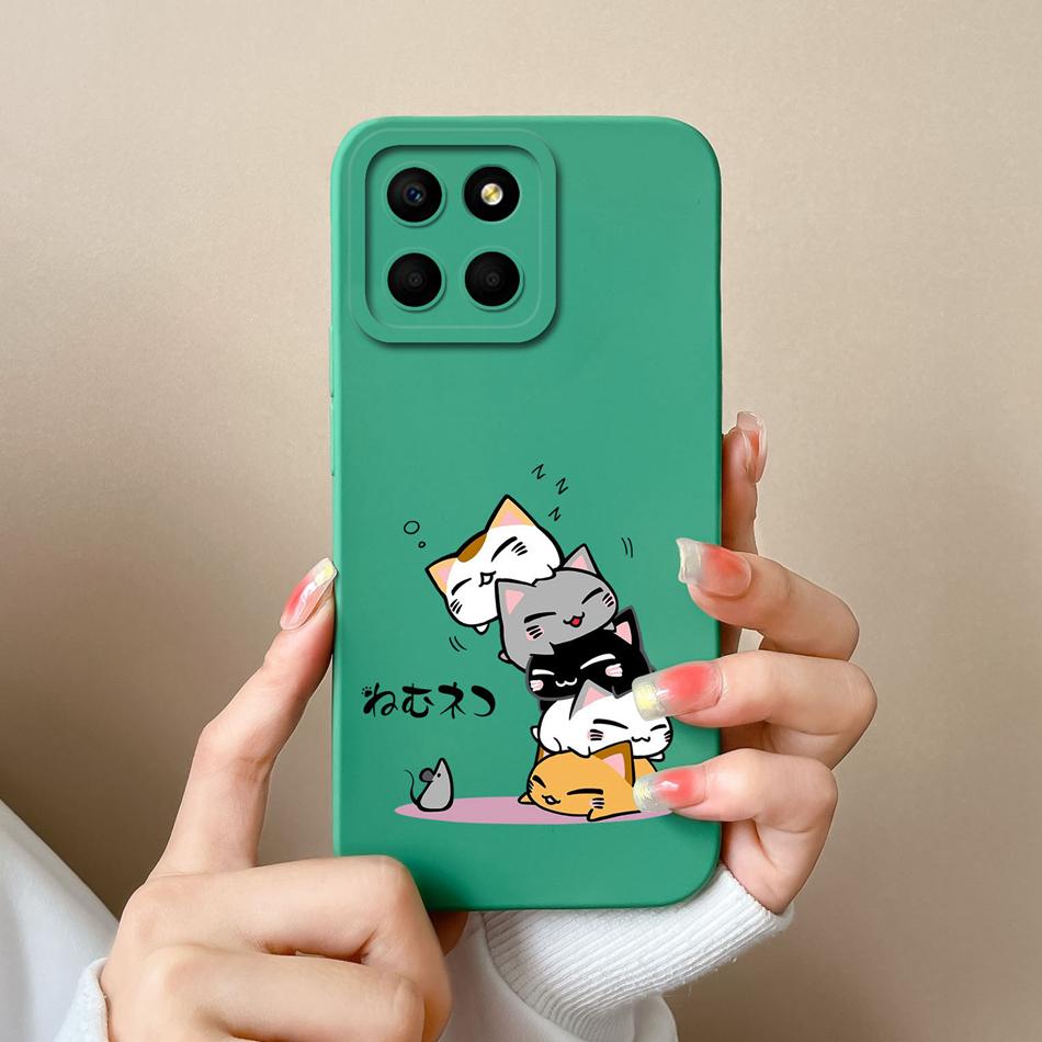 For Huawei Honor X6 X6S X6A Case Cartoon Liquid Silicone Full Coverage Anti Drop Phone Shell For HonorX6 X 6 X6 S A Bumper Funda