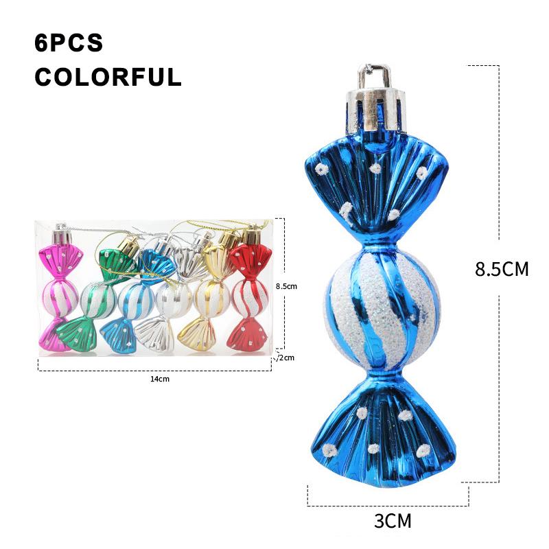 

6pcs Christmas Red And Colorful Color Candy Hanging Decoration Xmas Tree Party Decorations Home Festival Ornaments Candy Charms