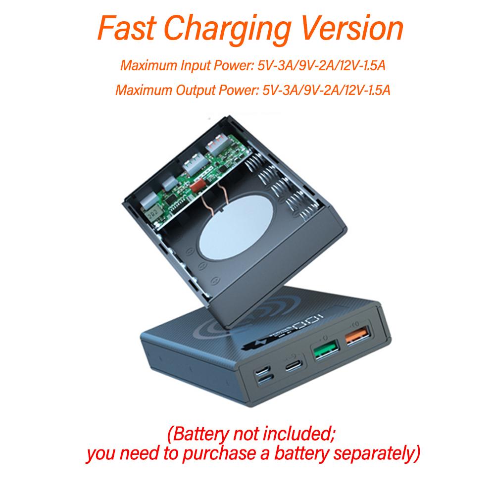 5 Cells 18650 DIY Power Bank Case Kit Detachable No Soldering Battery Box Mobile Power Shell Wireless Charging Without Battery