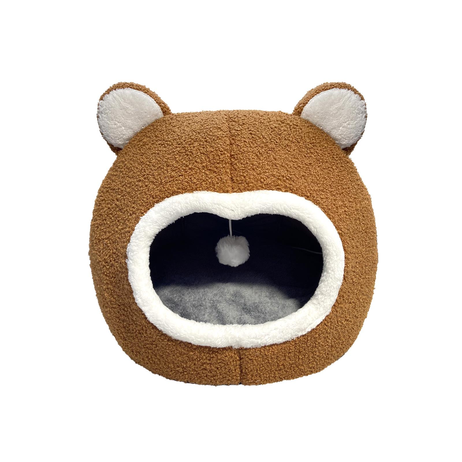 

Новое гнездо для кошки, гнездо в виде плюшевого мишки, домик для кошки, полузакрытое гнездо для кошки в осенне-зимнем стиле, звукоизоляция, тепло и комфортно для сна M