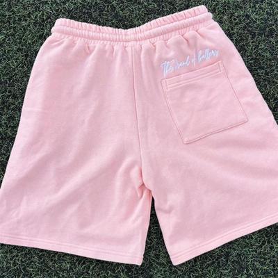 Europese en Amerikaanse roze geborduurde elastische trekkoord casual rechte pijp losse korte broek