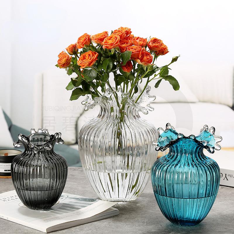 

Стеклянная ваза с волнистым узором, распыляющая капли воды, террариум, цветочные аксессуары, гидропоника, прозрачная ваза для цветов, домашний декор, горшок