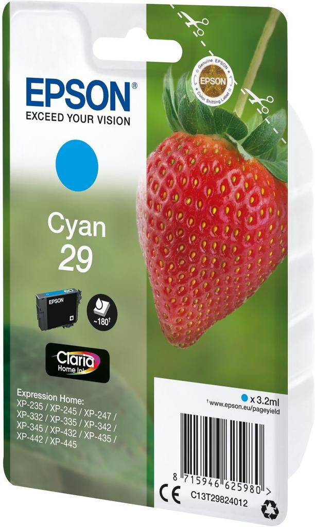 EPSON T2982 Tintenpatrone Cyan – Erdbeere (C13T29824012)