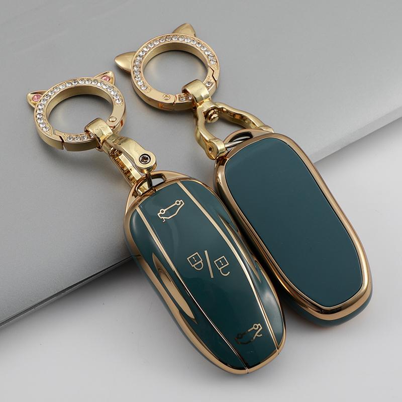 TPU Full Protect Key Cover Key Case for Tesla Model S Model 3 Model X Model Y Car Key Shell Keychain