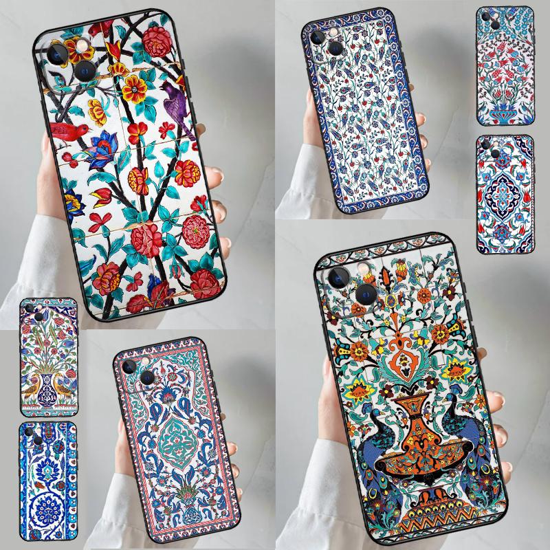 Ancient Floral Tiles Case For Samsung Galaxy A54 A34 A14 A36 A56 A06 A13 A53 A32 A12 A22 A52 A35 A17 A16 A55 A15
