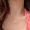 European S925 Sterling Silver Heart Pendant Necklace with Diamond Inlay