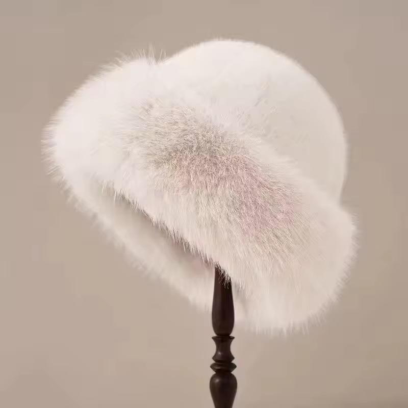 Warm Women'S Winter Hat Fluffy Fur Bucket Hat For Women Plush Fisherman Hat Thicken Cold Snowy Day Mongolian Hat
