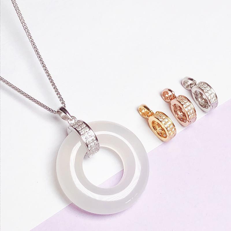 Jade Donut Buckle DIY Accessory: 925 Sterling Silver & Jadeite Pendant