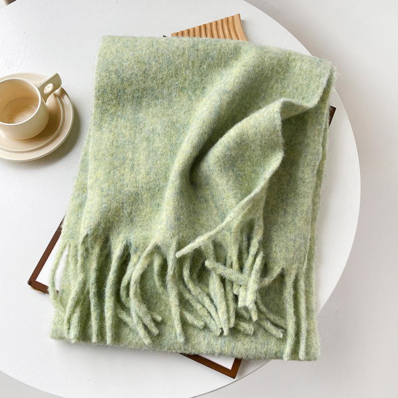 Korean Version Stylish Solid Scarf Women Men Autumn Winter Wool Blend Soft Pulled Mufller Female Male Versatile Pink Shawl Girl