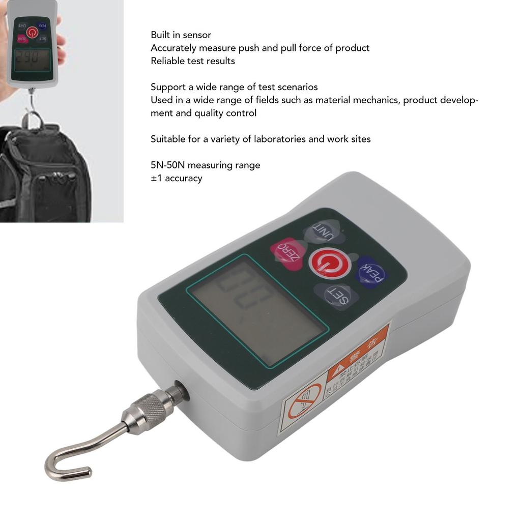 Digital Force Gauge 100N Mini Push Pull Tester Meter Multi Functional High Accuracy Built in Sensor
