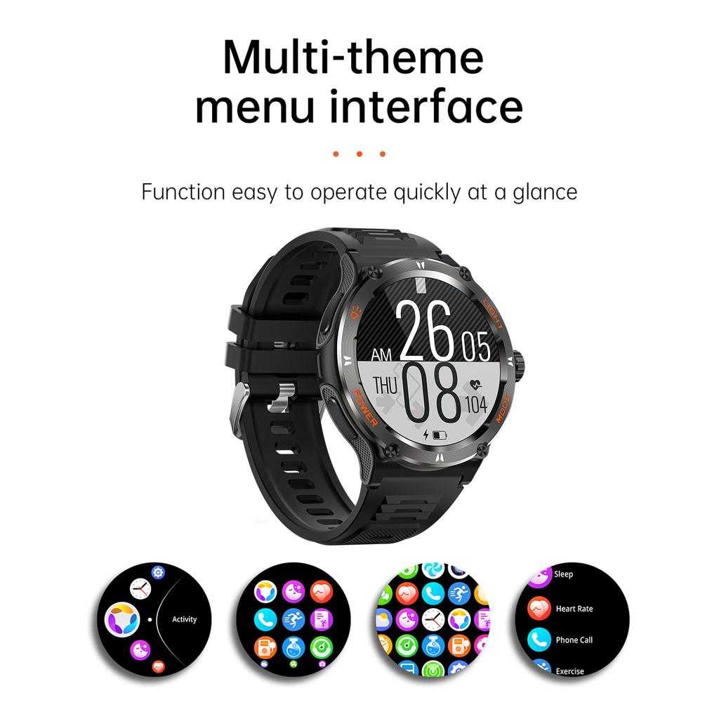 Smart Watch with LED Flashlight Outdoor Sports Smartwatch Heart Rate/Sleep Monitor Fitness Watch for Men and Women