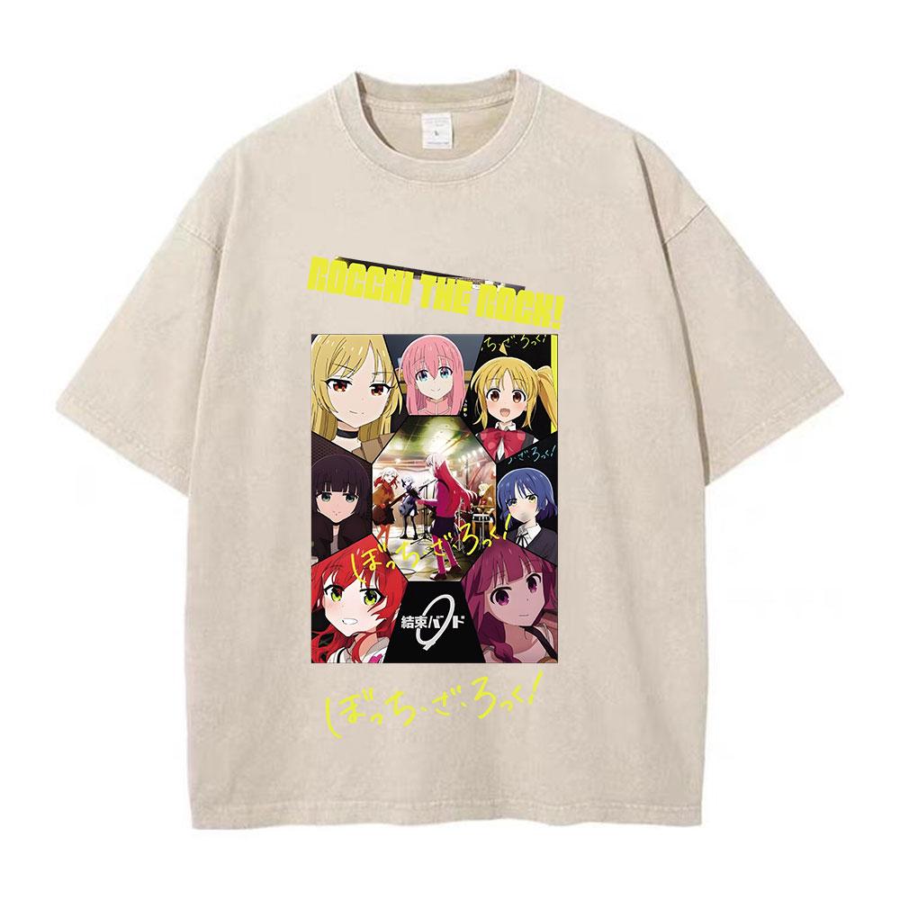 Cotton Washed Tshirts Retro Punk Gothic Anime Gotoh Hitori Print T-Shirts Harajuku Casual Vintage  Short Sleeve Top Tee