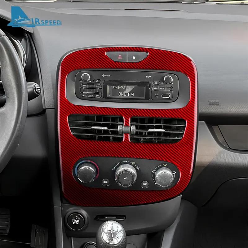 Real Soft Carbon Fiber Trim Sticker LHD RHD For Renault Clio 3 2013 2014 2015 2016 2017 2018 Car Central Control Panel Interior